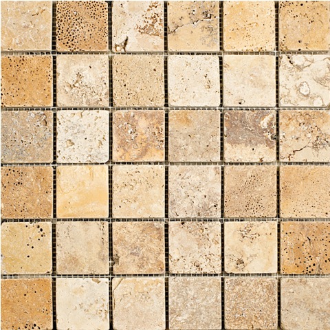 Gold Travertine Mosaic 2x2 - Click Image to Close