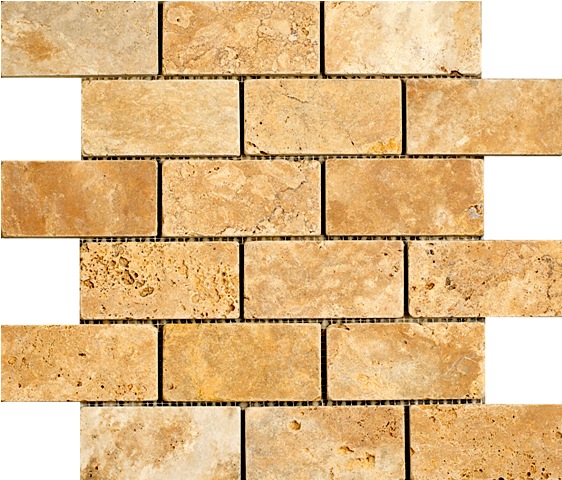 Gold Travertine Mosaic 2x4 - Click Image to Close