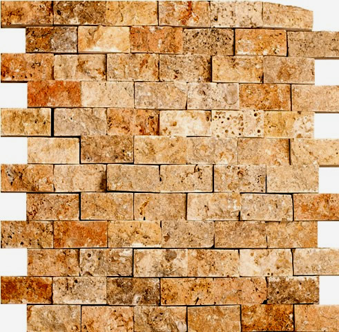 Scabos Travertine SplitFace Mosaic 1x2 - Click Image to Close
